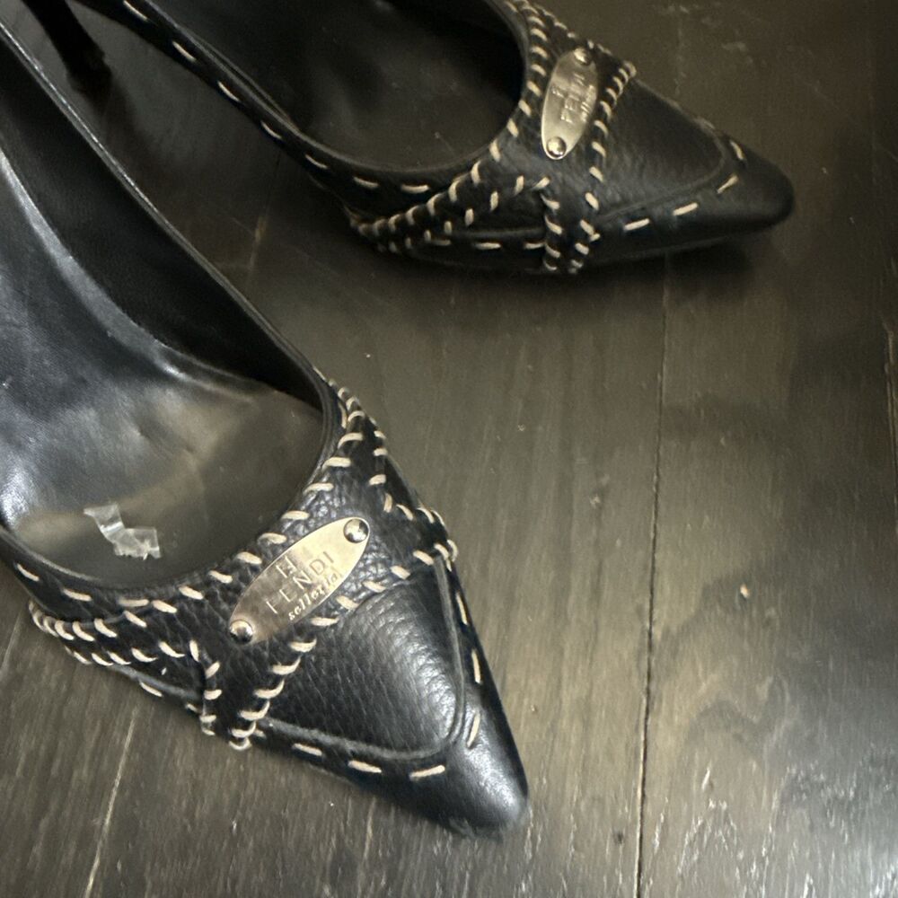 Fendi Zucca Heels FF Logo Slip On Pointed Toe Stilettos Pumps Women's 36.5 - Picture 10 of 12
